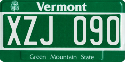VT license plate XZJ090