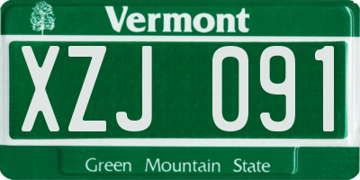 VT license plate XZJ091