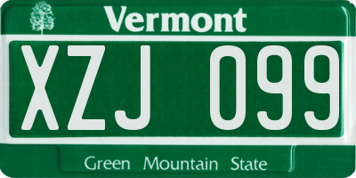 VT license plate XZJ099