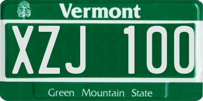 VT license plate XZJ100