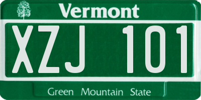 VT license plate XZJ101