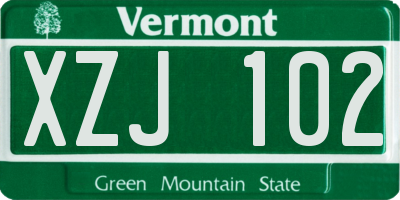 VT license plate XZJ102