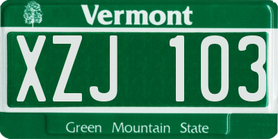 VT license plate XZJ103