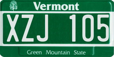 VT license plate XZJ105