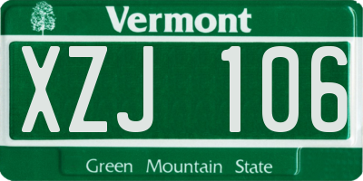 VT license plate XZJ106