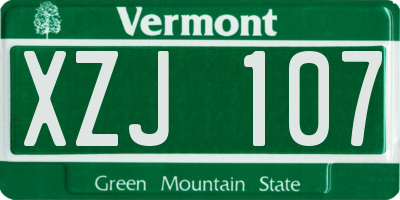 VT license plate XZJ107