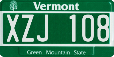 VT license plate XZJ108