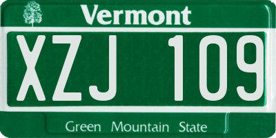 VT license plate XZJ109