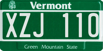 VT license plate XZJ110