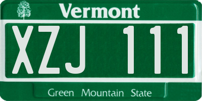 VT license plate XZJ111