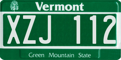 VT license plate XZJ112