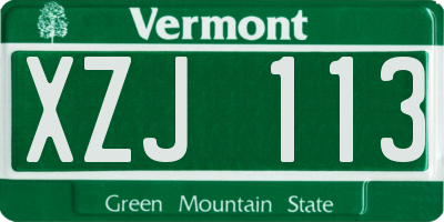 VT license plate XZJ113