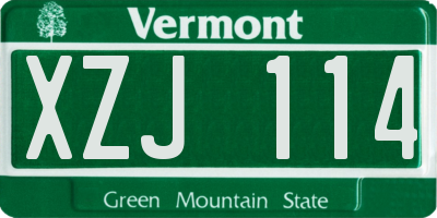 VT license plate XZJ114