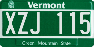 VT license plate XZJ115
