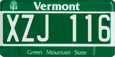 VT license plate XZJ116