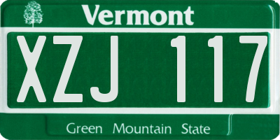 VT license plate XZJ117