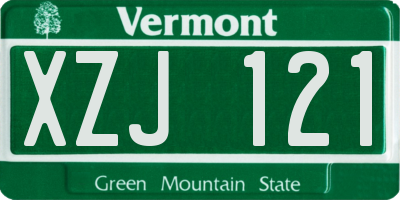 VT license plate XZJ121