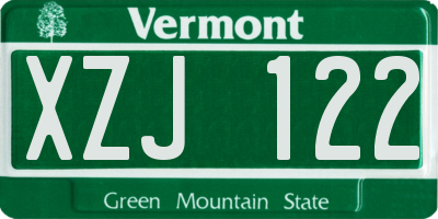 VT license plate XZJ122