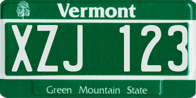VT license plate XZJ123