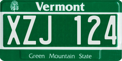 VT license plate XZJ124
