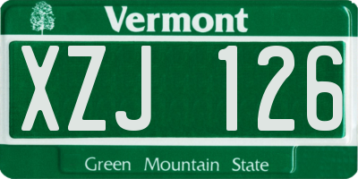 VT license plate XZJ126