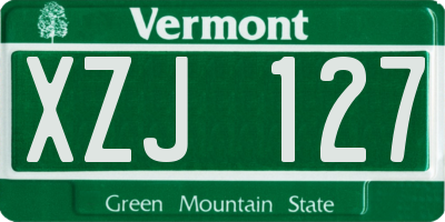 VT license plate XZJ127