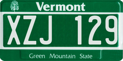 VT license plate XZJ129