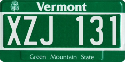 VT license plate XZJ131