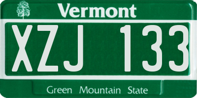 VT license plate XZJ133