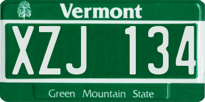 VT license plate XZJ134