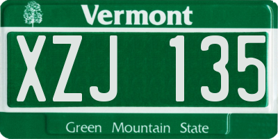 VT license plate XZJ135