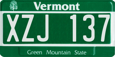 VT license plate XZJ137