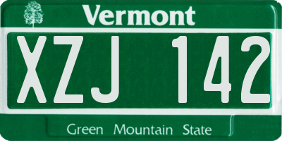 VT license plate XZJ142