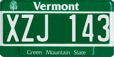 VT license plate XZJ143