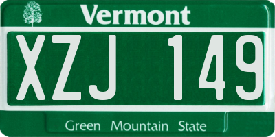 VT license plate XZJ149
