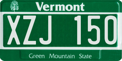 VT license plate XZJ150