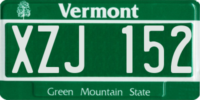 VT license plate XZJ152