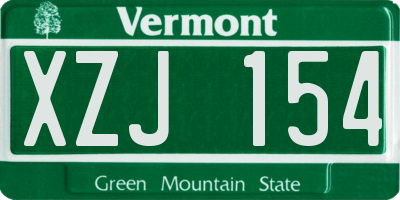 VT license plate XZJ154