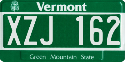 VT license plate XZJ162