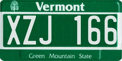 VT license plate XZJ166