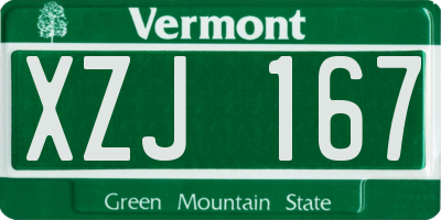 VT license plate XZJ167
