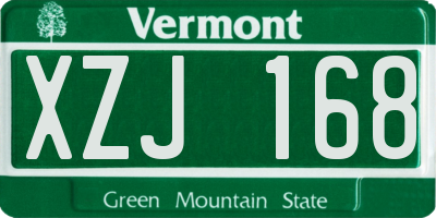 VT license plate XZJ168
