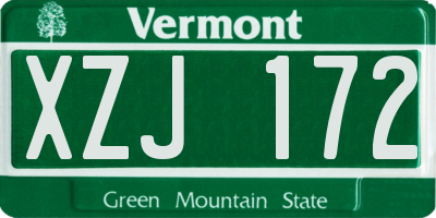 VT license plate XZJ172