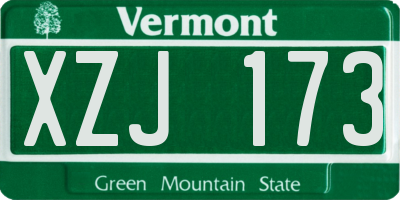 VT license plate XZJ173