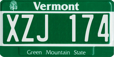 VT license plate XZJ174