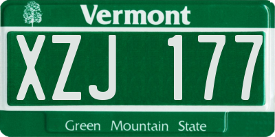 VT license plate XZJ177