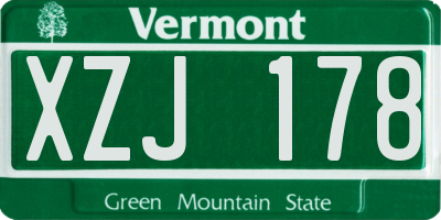 VT license plate XZJ178