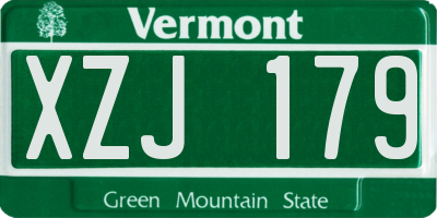 VT license plate XZJ179