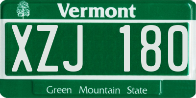 VT license plate XZJ180