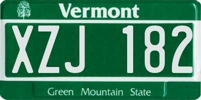 VT license plate XZJ182
